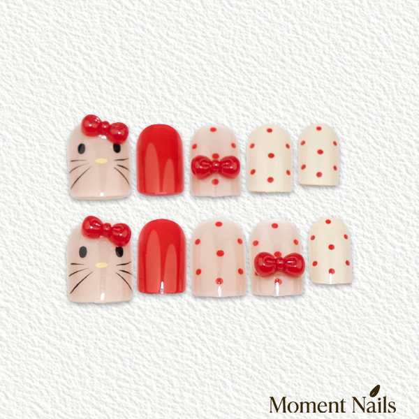 Red Bow Press-On Nails | Short Square
