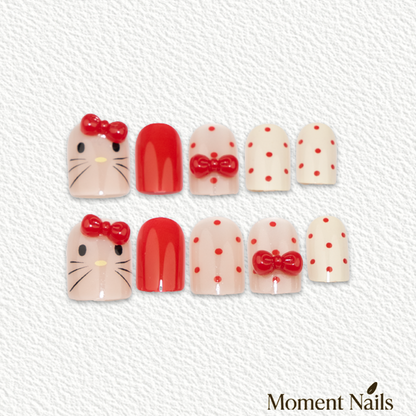 Red Bow Press-On Nails | Short Square