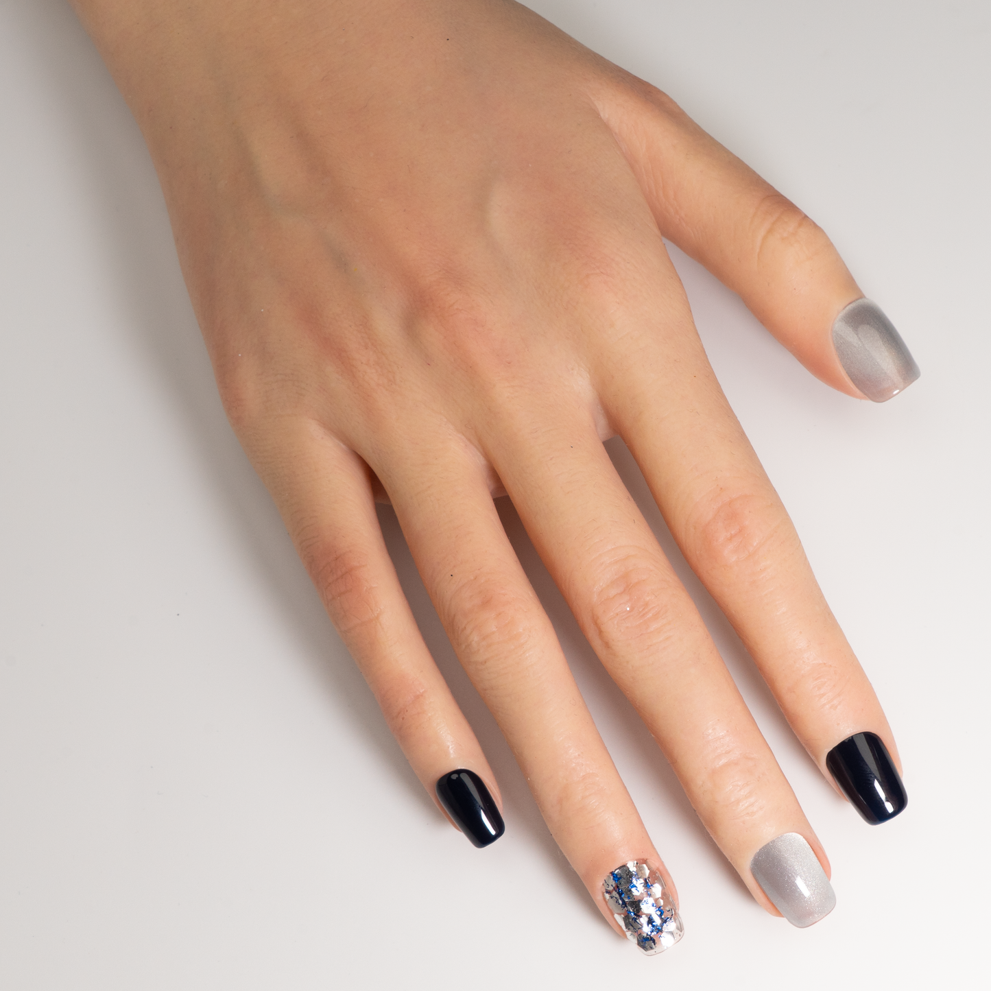 Black Translucent Glitter Press-On Nails