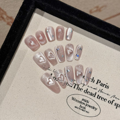 Sweet Glittery Love Handmade Press-On Nails（Anniversary Celebrations）