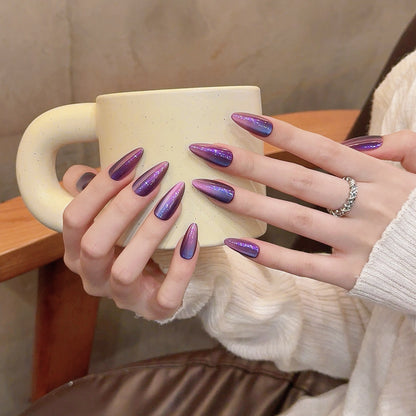 Purple Pink Gradient  Almond Press-On Nails