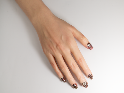 Sweetheart Trap Press-On Nails | Handmade Pink Brown Plaid Coffin