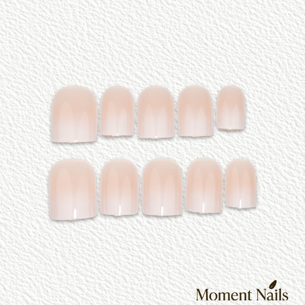 French Ombré Press-On Nails | Soft Milky White | Short Square