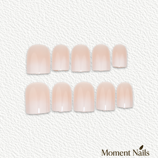 French Ombré Press-On Nails | Soft Milky White | Short Square
