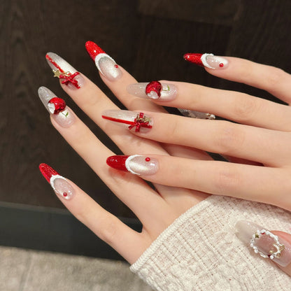Red Cherry Bow Press-On Nails