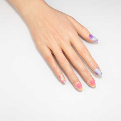 Pink Purple Aura Press-On Nails | Simple Dot Art | Oval