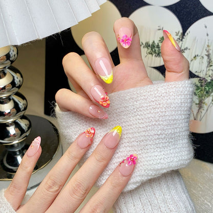 Blossom Gradient Short Almond Press-On Nails