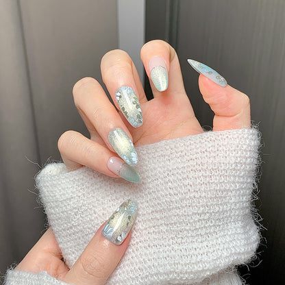 Light Green Glitter  Press-On Nails