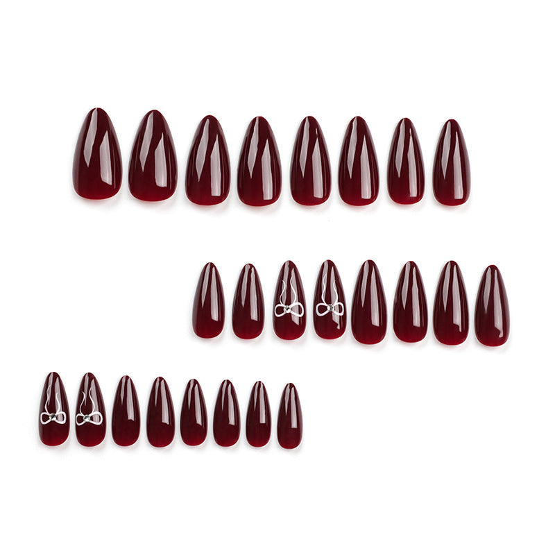 Wine Red Solid Color Minimalist Press-On Nails