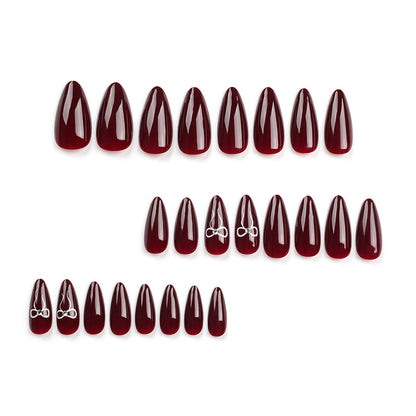 Wine Red Solid Color Minimalist Press-On Nails