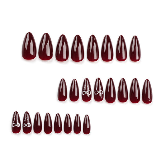 Wine Red Solid Color Minimalist Press-On Nails