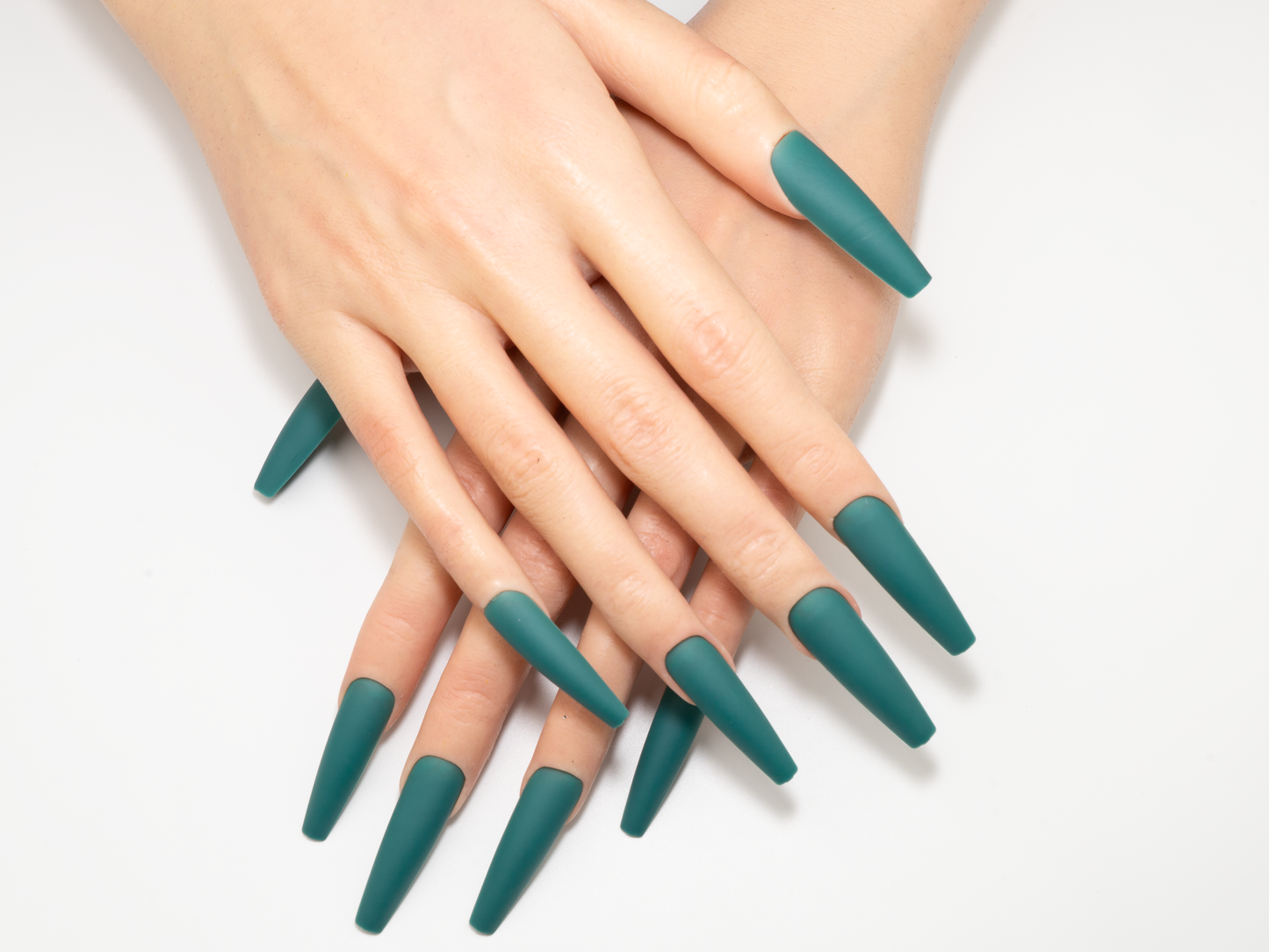 Matte Solid Color Press-On Nails | Teal Green Ballerina