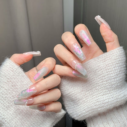 Pastel Iridescent Short Square Press-On Nails