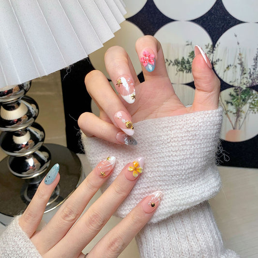 Seaside Short Almond Press-On Nails