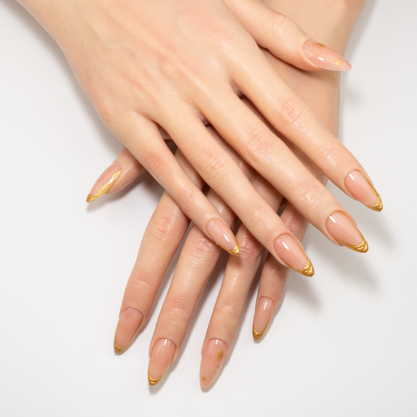 Molten Gold Frame Press-On Nails | Nude Starburst | Almond