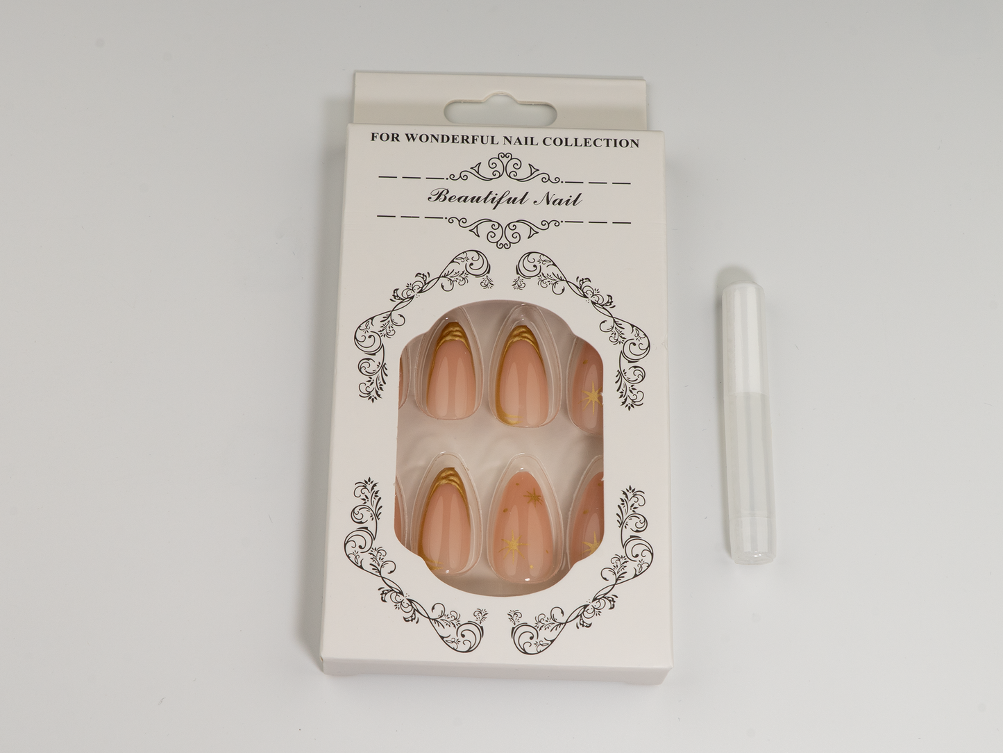 Molten Gold Frame Press-On Nails | Nude Starburst | Almond