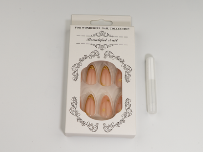 Molten Gold Frame Press-On Nails | Nude Starburst | Almond