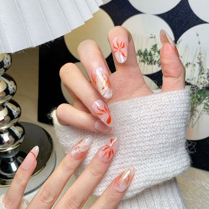 Gradient Red Koi Long Stiletto Press-On Nails