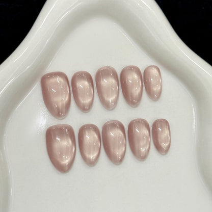 Nude Pink Pearl Almond Press-On Nails