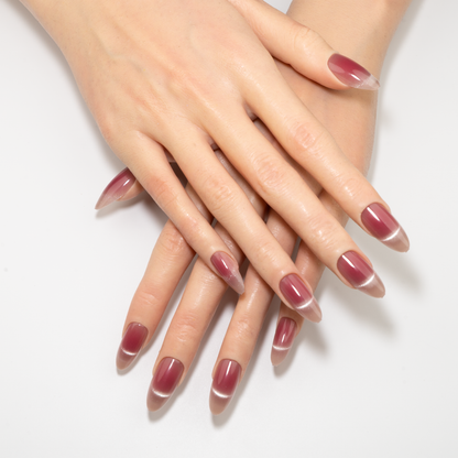 Moonlight Ombré Press-On Nails | Nude Pink Cat Eye | Almond