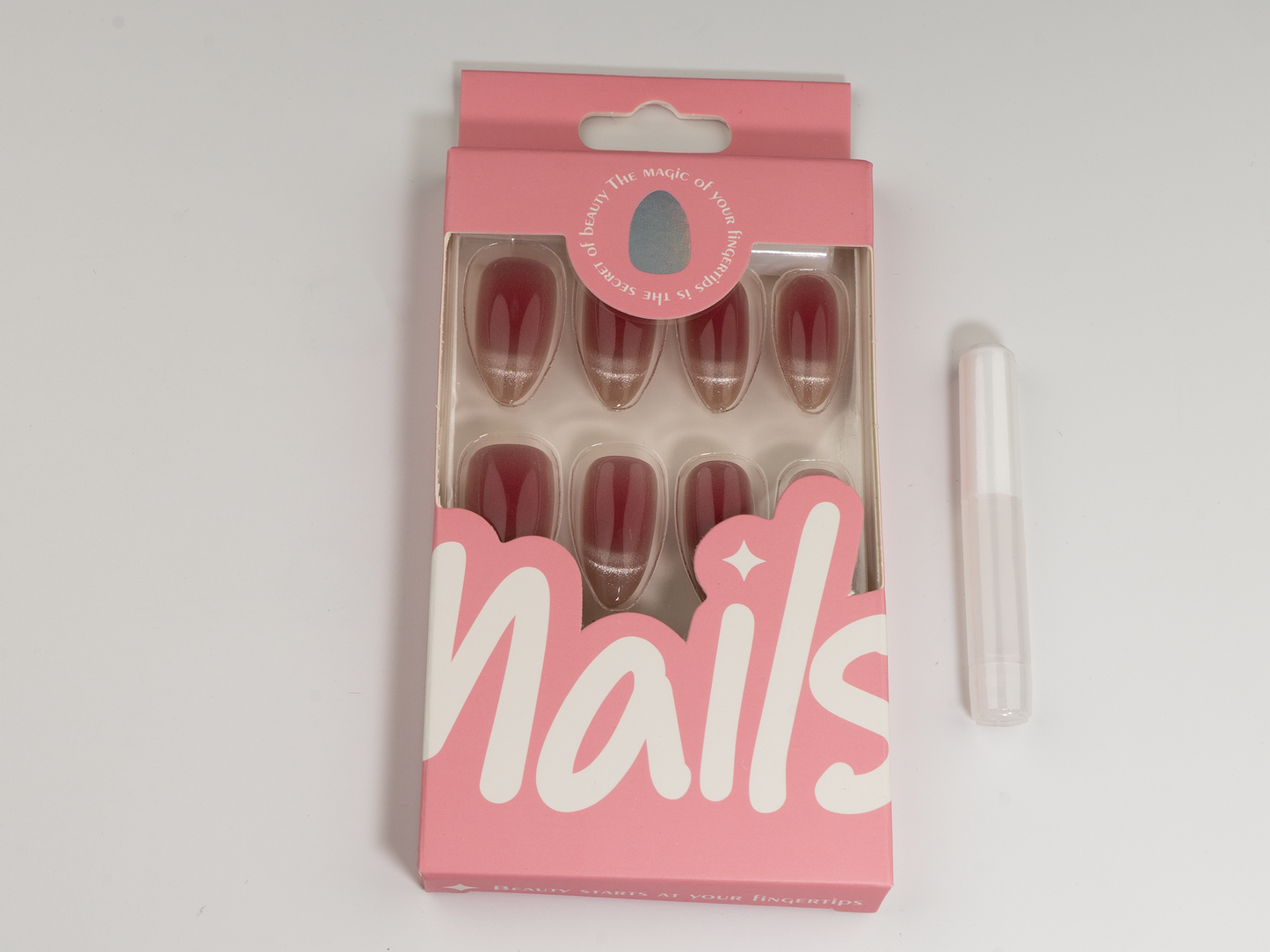 Moonlight Ombré Press-On Nails | Nude Pink Cat Eye | Almond