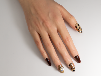 Classic Leopard Press On Nails | Brown Cat Eye Almond Shape
