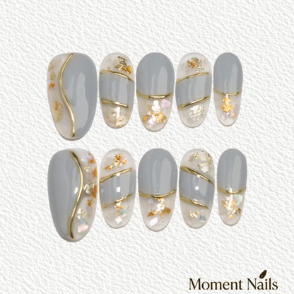 Handmade Gold Trim Shell Oval