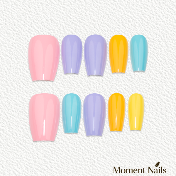 Dopamine Rainbow Press-On Nails | Bright Solid Mix Oval