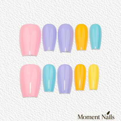 Dopamine Rainbow Press-On Nails | Bright Solid Mix Oval
