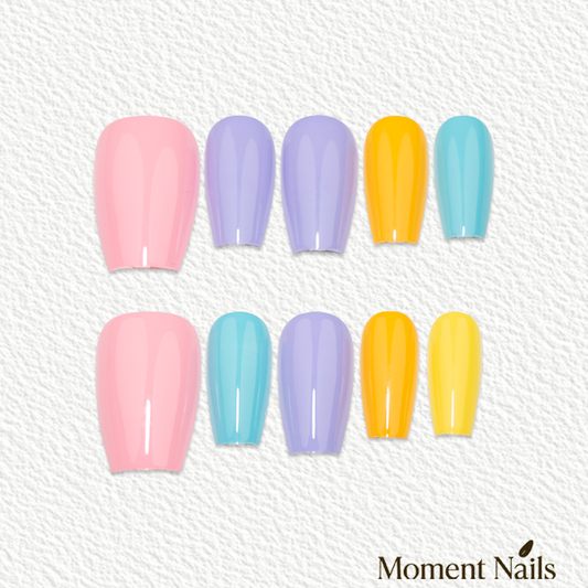 Dopamine Rainbow Press-On Nails | Bright Solid Mix Oval