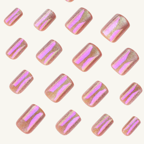Magic Elixir Press-On Nails | Purple Gold Chameleon Cat Eye Square