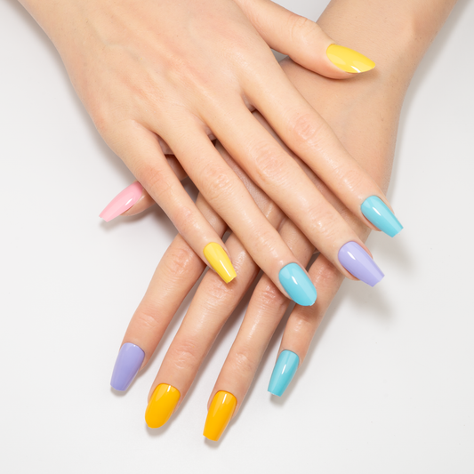 Dopamine Rainbow Press-On Nails | Bright Solid Mix Oval