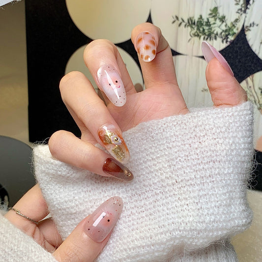 Pink-Brown Sheer Dreamy Fairy Press-On Nails