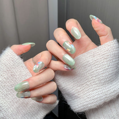 Light Green Butterfly Press-On Nails