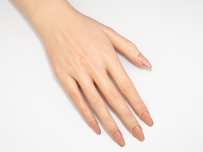 Nude Stardust Press-On Nails | Glitter French Frame | Short Ballerina