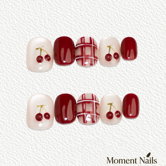 Burgundy Cherry Short  Press-On Nails