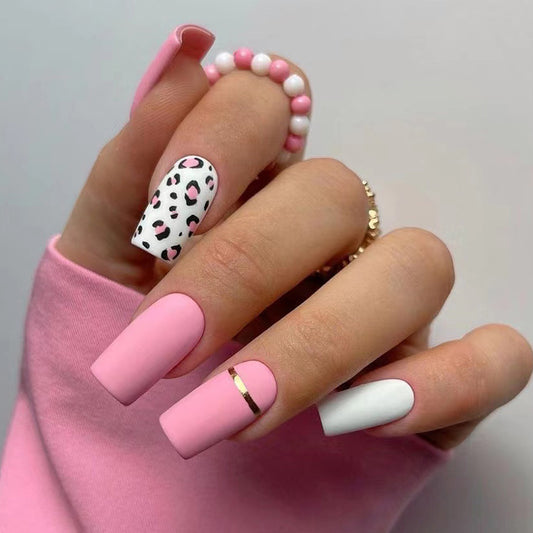 Matte Pink Leopard Press-On Nails