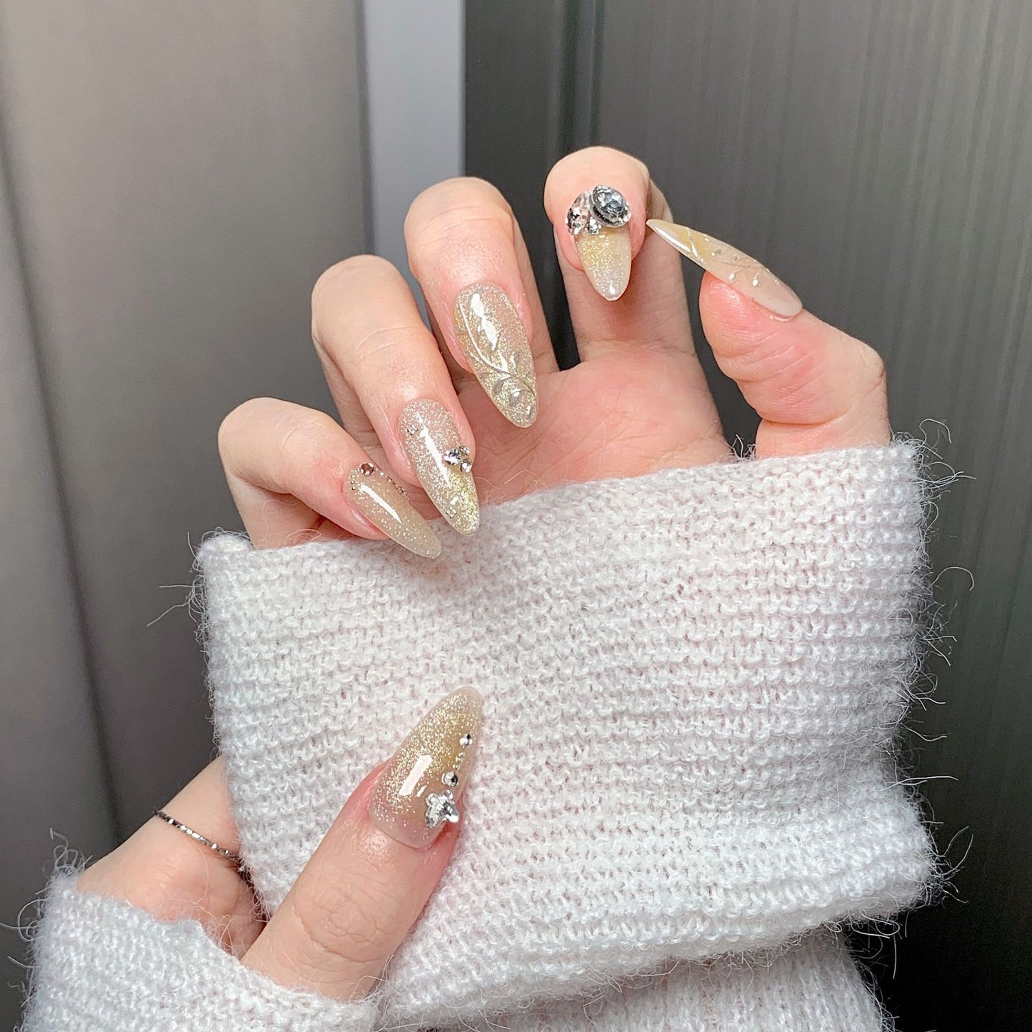 Gilded Almond Luxury Press-On Nails