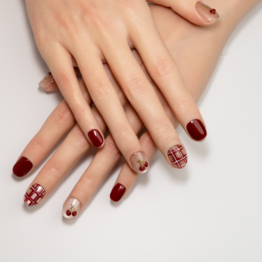 Burgundy Cherry Short  Press-On Nails