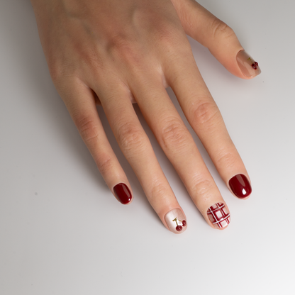 Burgundy Cherry Short  Press-On Nails