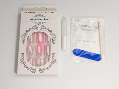 Pink Chrome Press-On Nails | Metallic Finish | Short Square