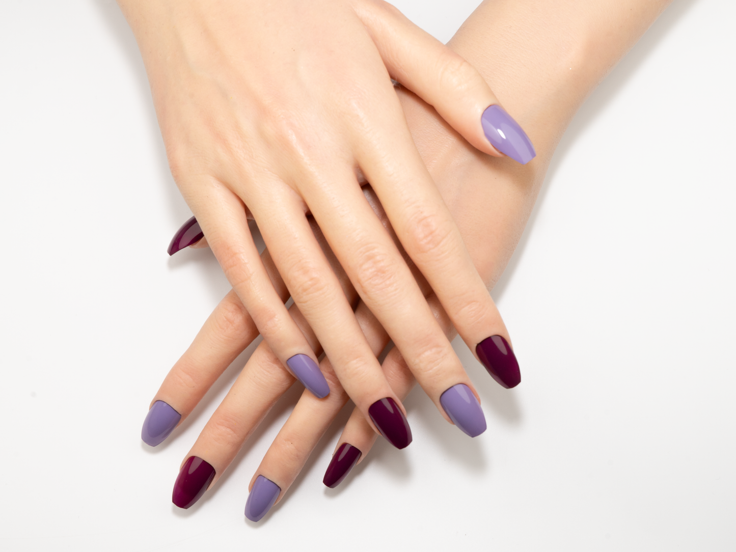 Berry Lavender Press-On Nails | Burgundy Purple Mix Ballerina