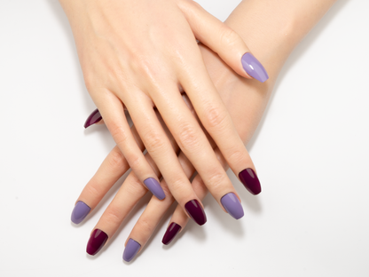 Berry Lavender Press-On Nails | Burgundy Purple Mix Ballerina
