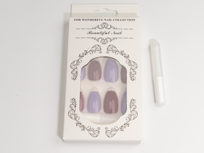Berry Lavender Press-On Nails | Burgundy Purple Mix Ballerina