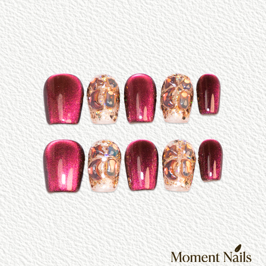Magic Potion Press-On Nails | Handmade Cat Eye Crystal Shard