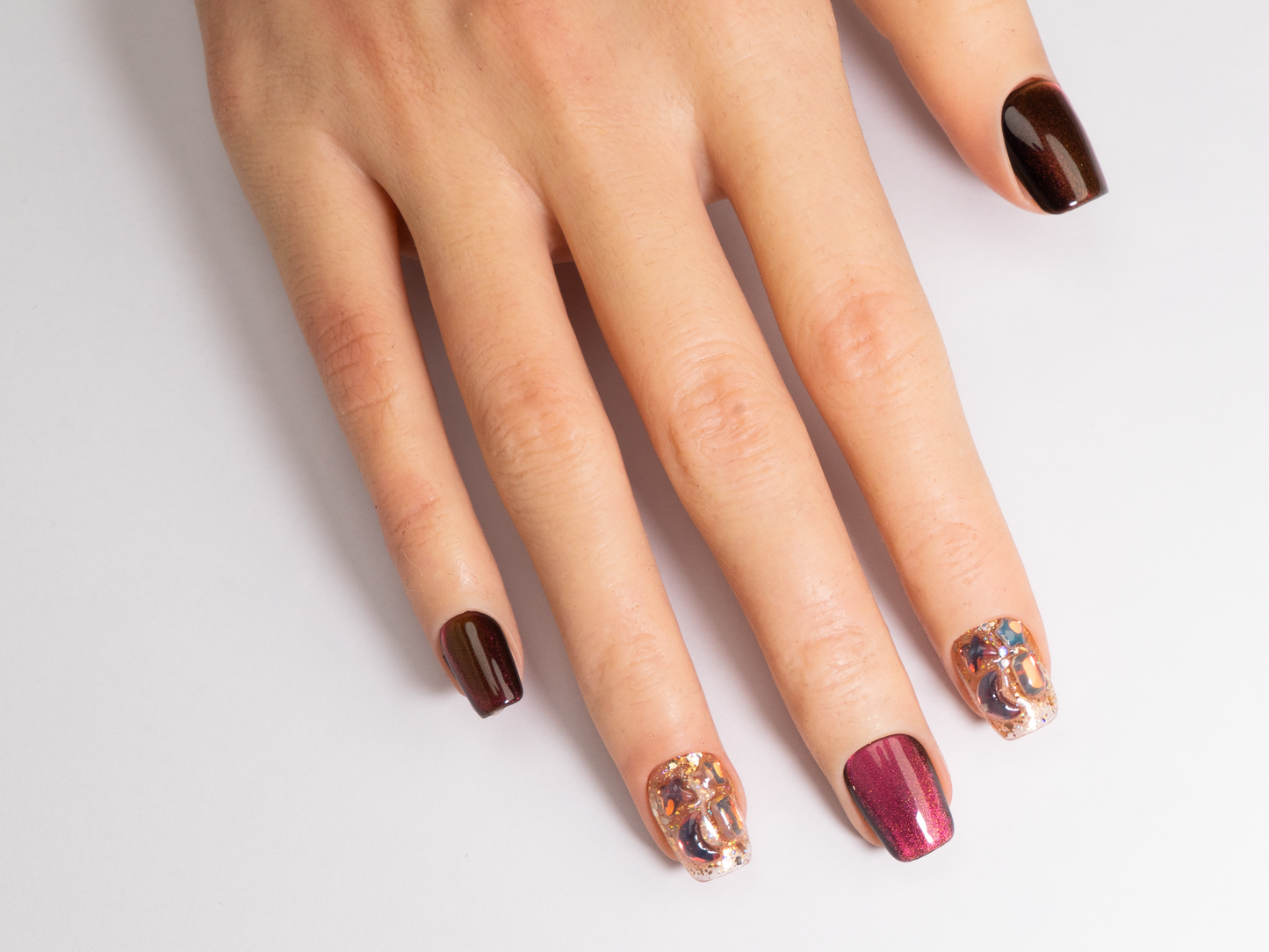 Magic Potion Press-On Nails | Handmade Cat Eye Crystal Shard