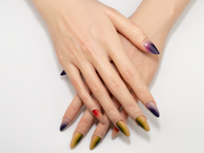 Sunset Glow Press-On Nails | Multi-Color Ombre Glossy Almond