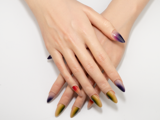 Sunset Glow Press-On Nails | Multi-Color Ombre Glossy Almond