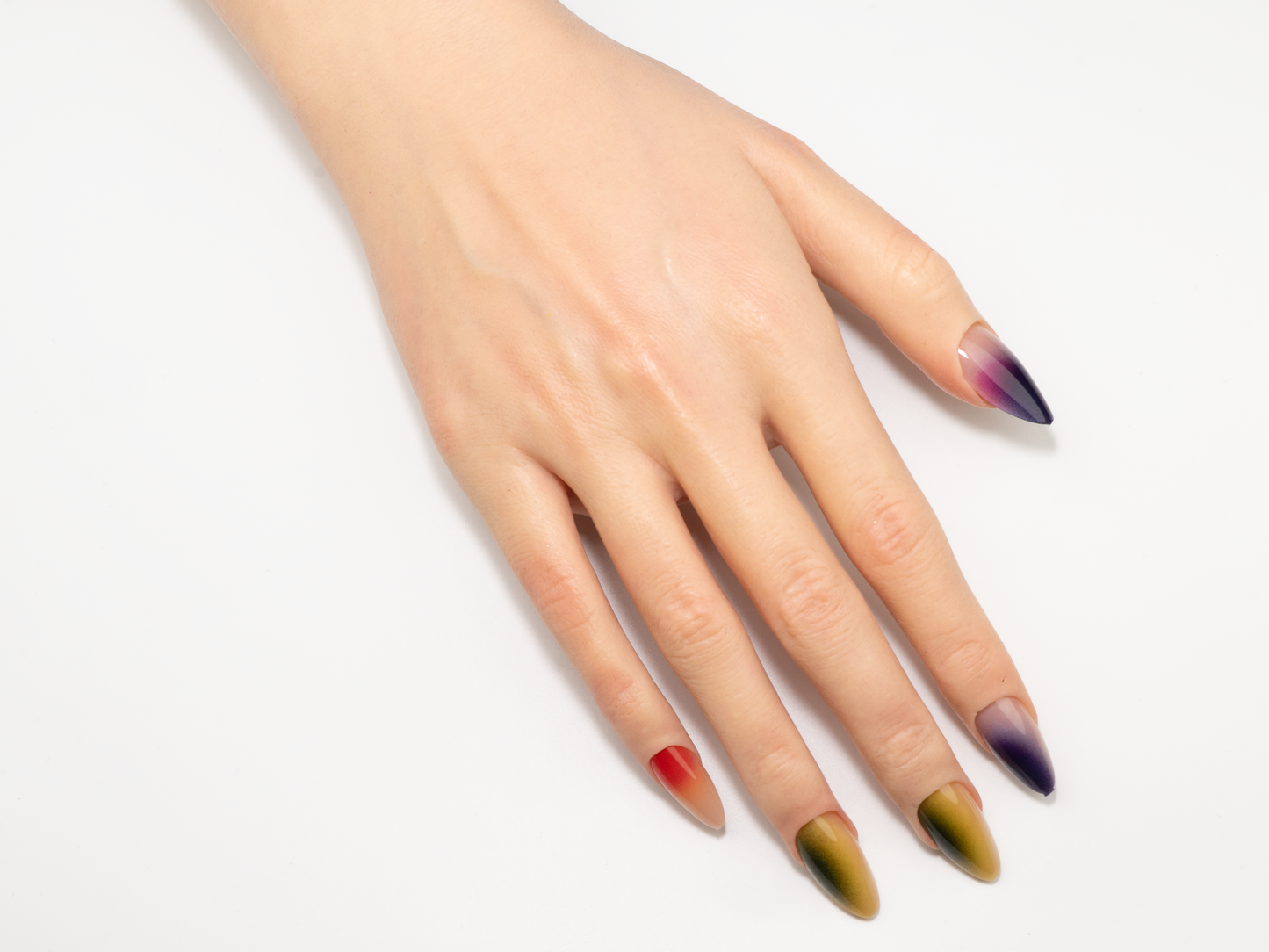 Sunset Glow Press-On Nails | Multi-Color Ombre Glossy Almond