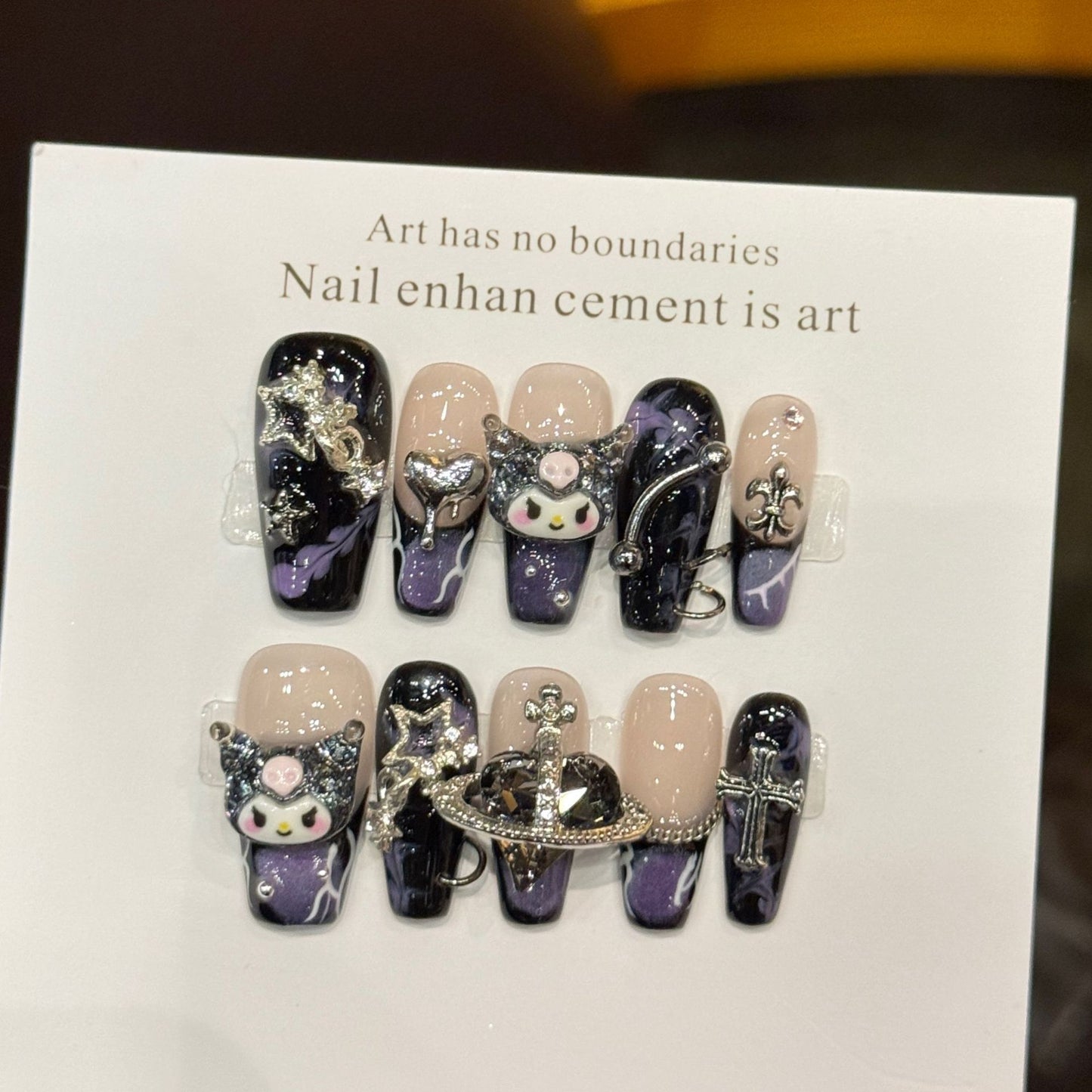Purple Kuromi Medium Coffin Press-On Nails